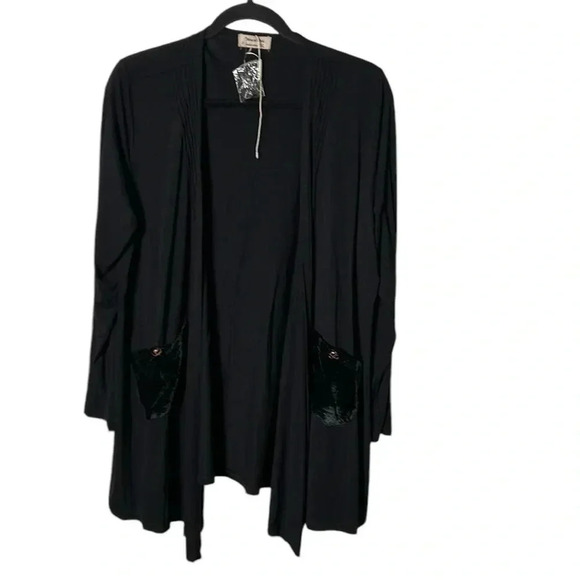 black open cardigan and pants set. Velvet patch pockets, XL.,NWT. Mina et Bina - Picture 5 of 15